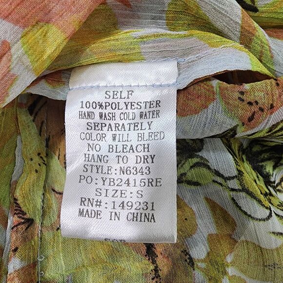 Plush Boutique Cover up Dress Small Floral Front Button Closure Open Front Sheer - Picture 9 of 10